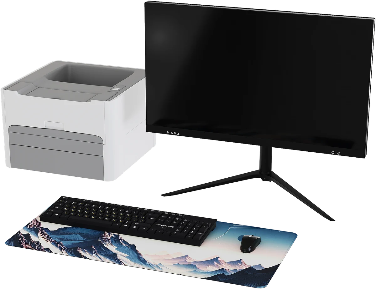 Вариант комплекта АРМ INTECHPRO MB PROF 27″ на официальном изображении производителя; состав поставки согласуется