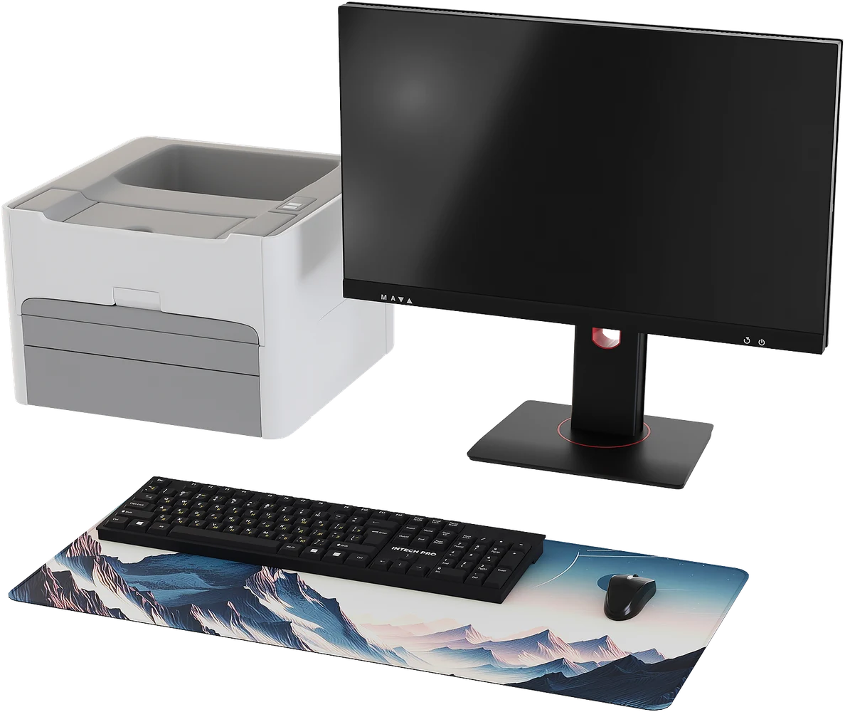 Вариант комплекта АРМ INTECHPRO MB PROF 23,8″ на официальном изображении производителя; состав поставки согласуется