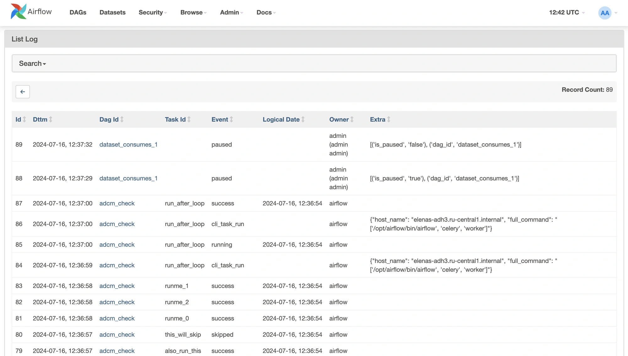 Журналы выполнения задач в Arenadata Orchestrator